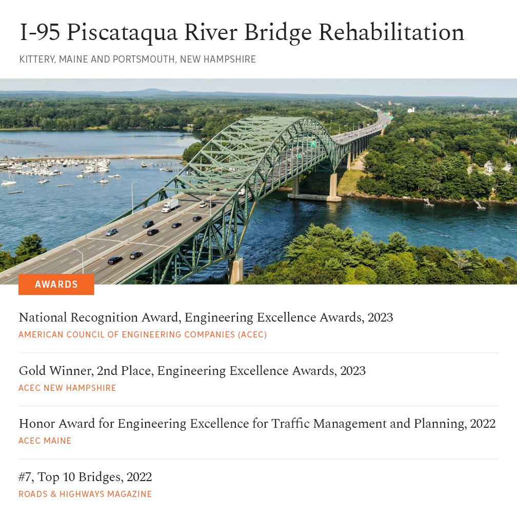 I-95 Piscataqua River Bridge Rehabilitation Project Wins Multiple Awards