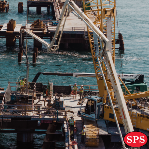 A close up of work happening on the Seabrook-Hampton Bridge Replacement Project